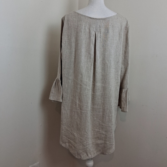 Crown Linen Design European Linen Bell Sleeve Blouse Size Large - Picture 4 of 9